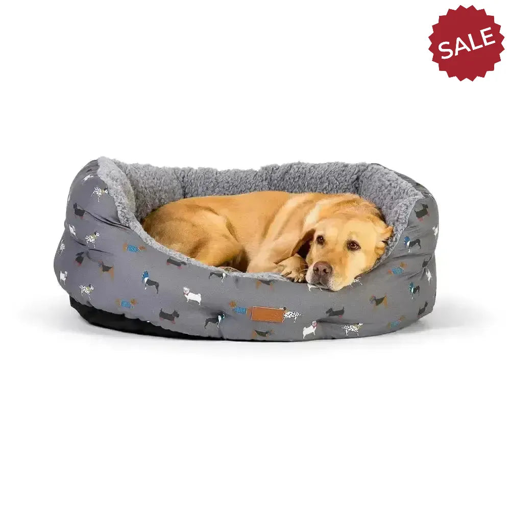 Danish Design Fatface Marching Dogs Deluxe Slumber Bed Dog Bed 18" (45 cm) Grey Dog Beds