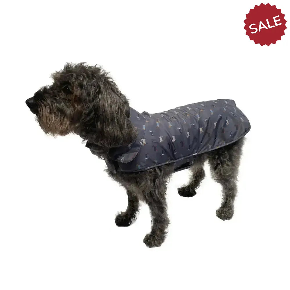 Danish Design Fatface Marching Dogs Raincoat 14" (35 cm) Grey Dog Coat