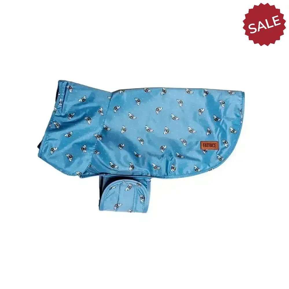 Danish Design Fatfact Spotty Bees Raincoat Dog Coat 14" (35 cm) Blue Dog Coat