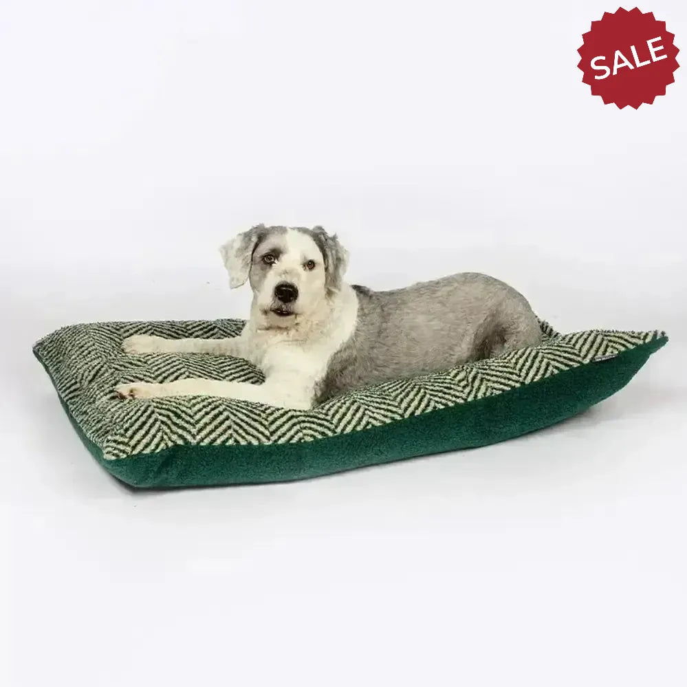 Danish Design Green Herringbone Fleece Deep Duvet Dog Bed Medium Green Dog Beds