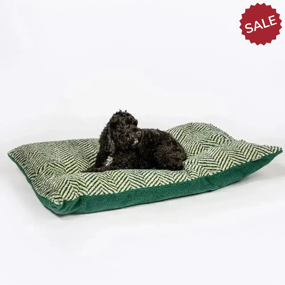Danish Design Green Herringbone Fleece Deep Duvet Dog Bed Medium Green Dog Beds