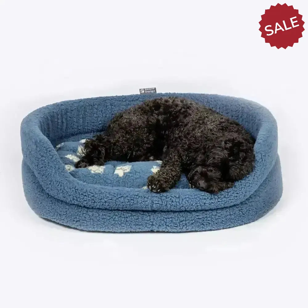Danish Design Harbour Paw Fleece Slumber Bed Dog Bed Small Blue Dog Beds