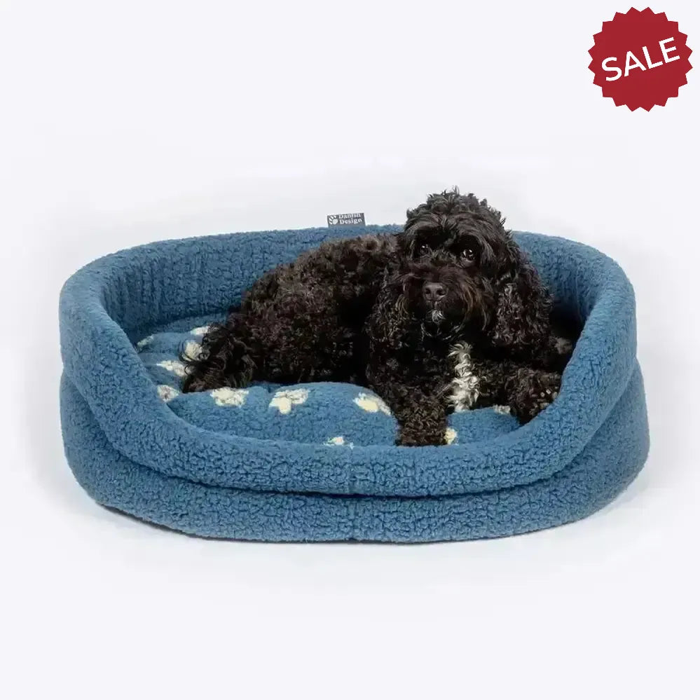 Danish Design Harbour Paw Fleece Slumber Bed Dog Bed Small Blue Dog Beds
