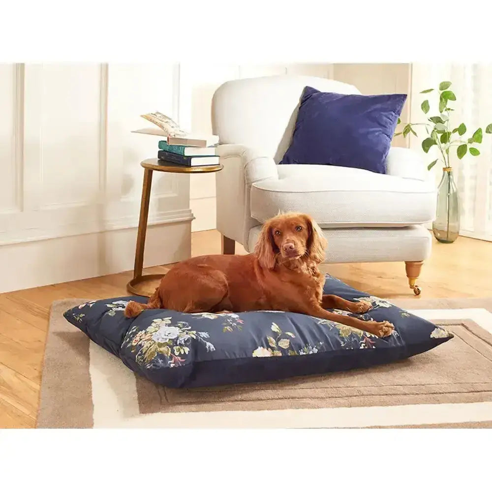 Navy blue floral patterned laura ashley rosemore deep duvet dog bed with danish design laura style for comfy pets
