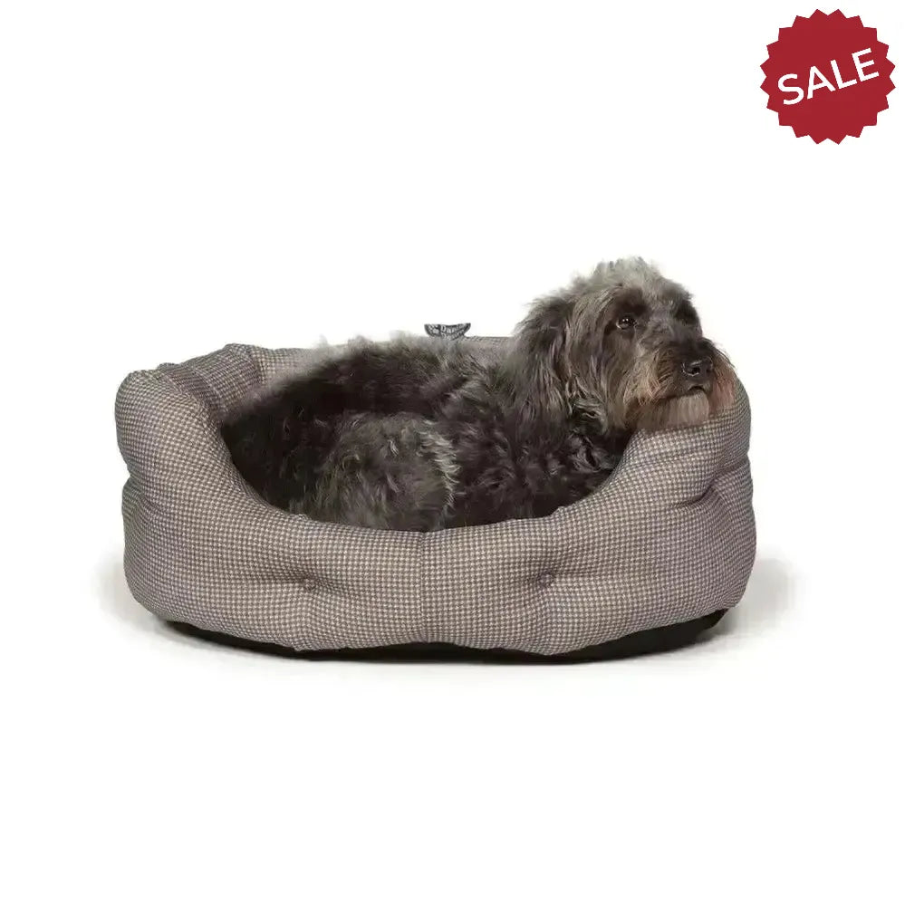 Danish Design Vintage Deluxe Slumber Bed Dogstooth Dog Bed 18" (45 cm) Grey Dog Beds