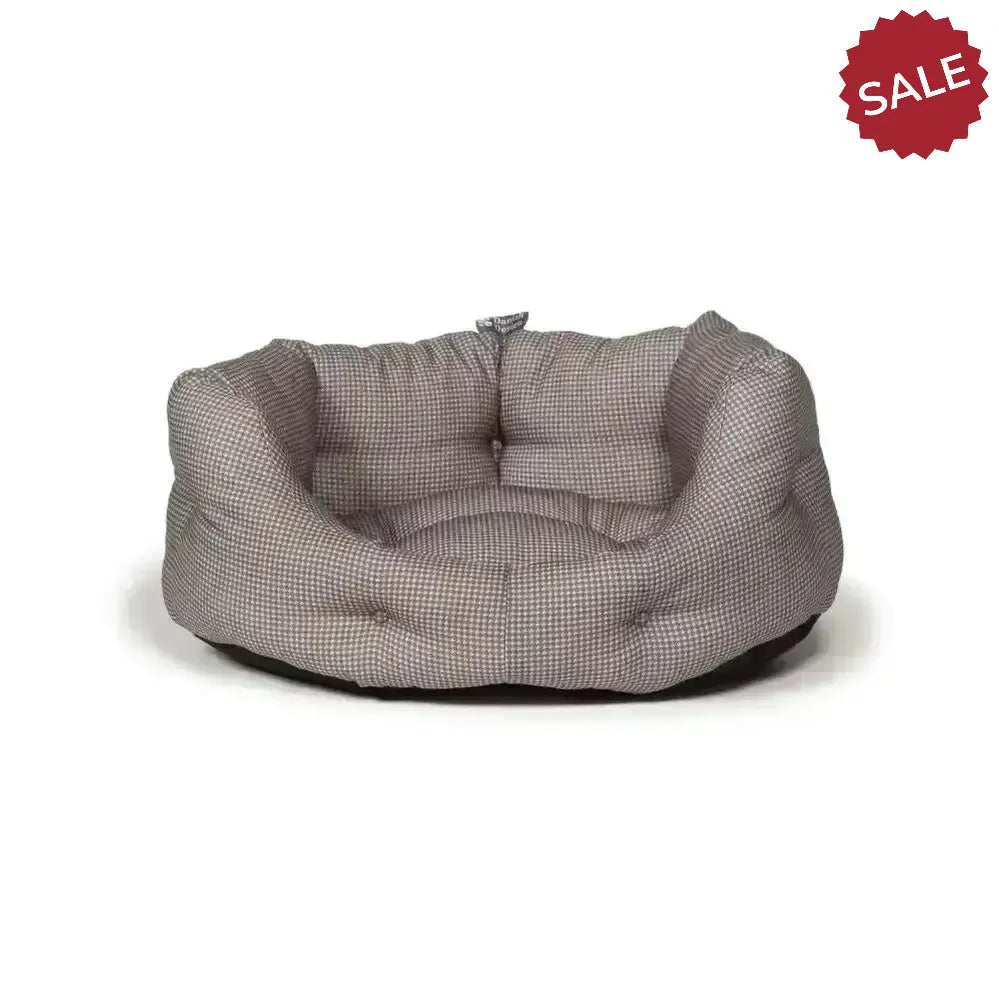 Danish Design Vintage Deluxe Slumber Bed Dogstooth Dog Bed 18" (45 cm) Grey Dog Beds