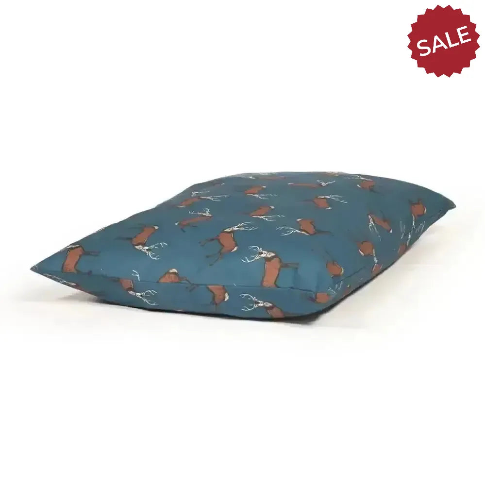 Danish Design Woodland Stag Luxury Deep Duvet Dog Bed Medium Blue Dog Beds