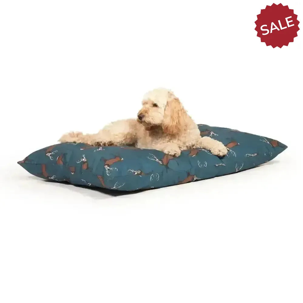 Danish Design Woodland Stag Luxury Deep Duvet Dog Bed Medium Blue Dog Beds