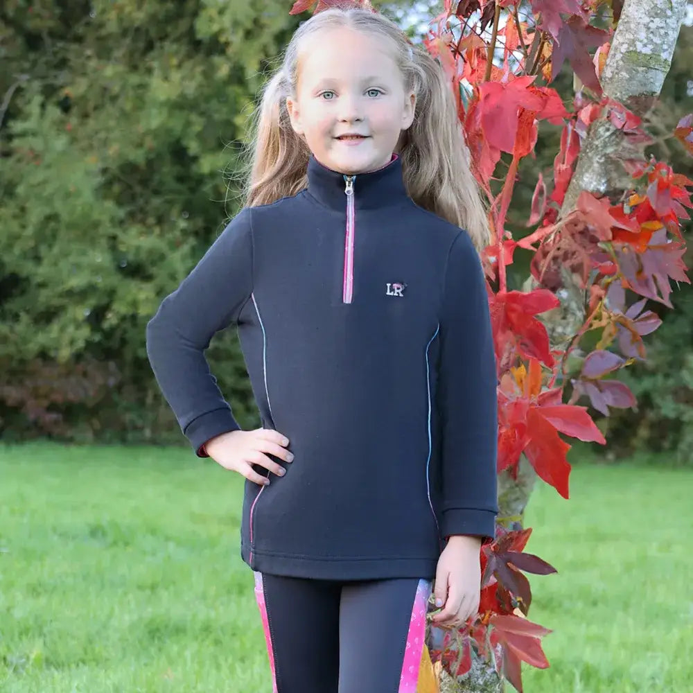 Navy blue long-sleeved quarter-zip fleece dazzling diamond sweatshirt by little rider perfect sweatshirt for cooler days