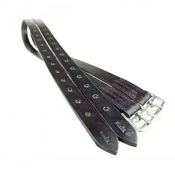 Black leather dever classic adult stirrup with silver buckles and eyelets for english leather adult stirrup use