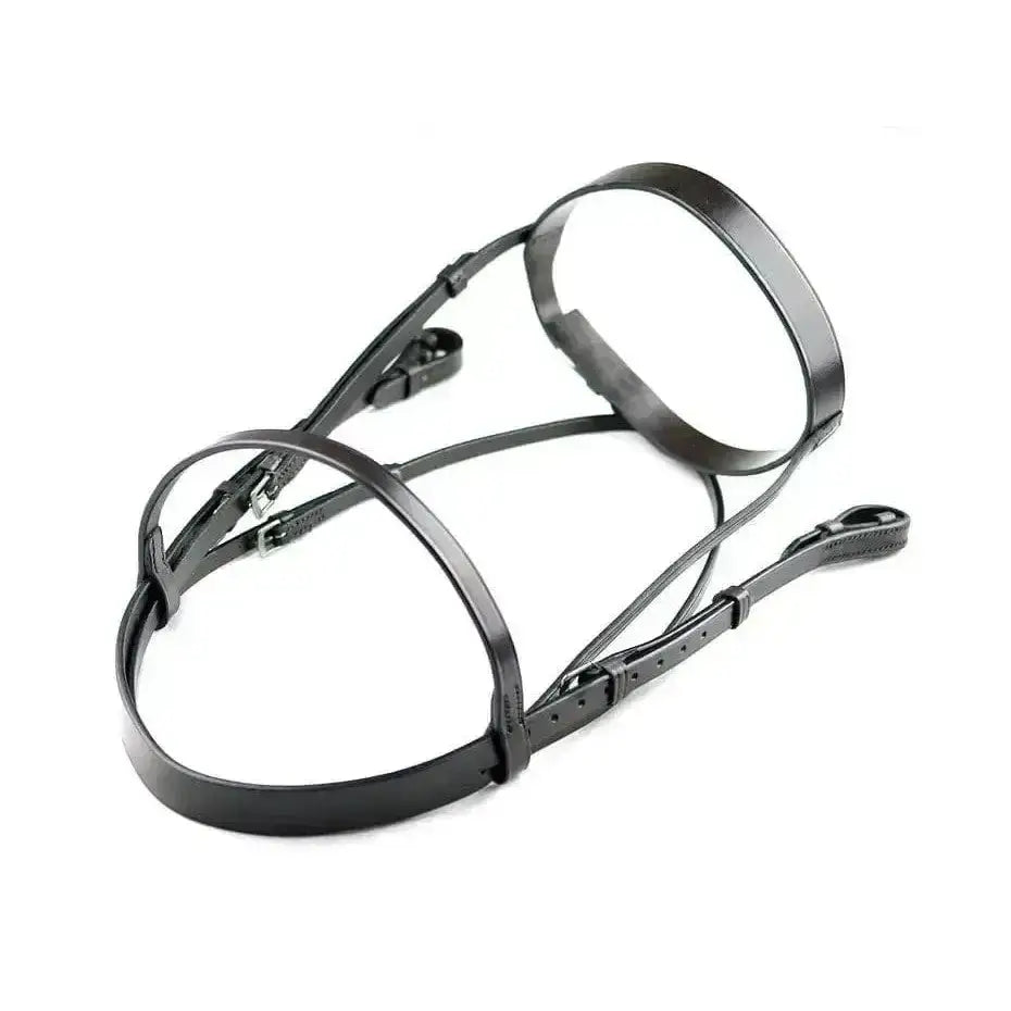 Black leather dever classic plain english leather bridle with adjustable straps and metal buckles