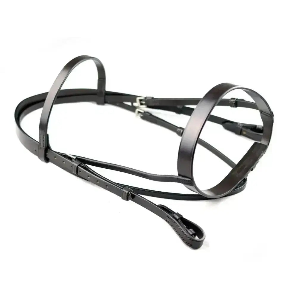 Black leather english leather bridle with silver buckles and adjustable straps dever classic plain style