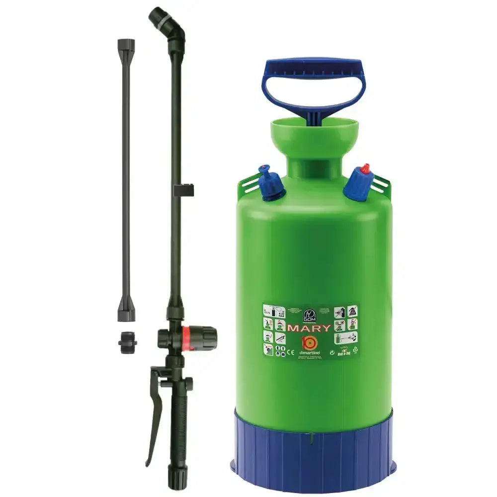 Di martino mary 10 pressure sprayer with regulator and shoulder strap in green and blue plastic with black nozzle