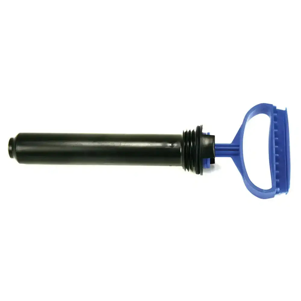 Black and blue plastic hand pump with textured grip handle for martino mary 5 10 spare piston spare piston use