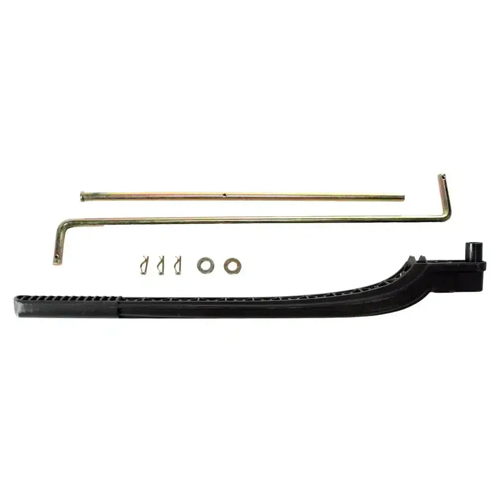 Black plastic car door handle with textured grip and metal hardware components for martino rosy spare pump arm spares