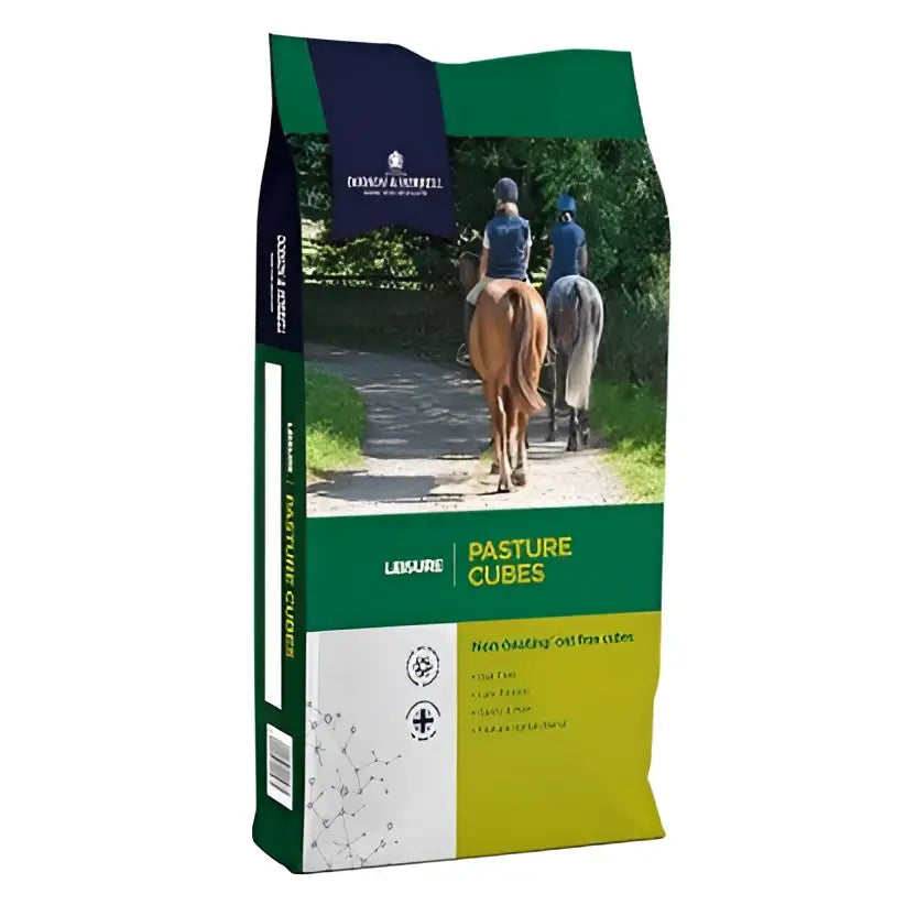 Green and yellow bag of Dodson & Horrell pasture cubes 20 kg horse feed with horrell pasture cubes branding