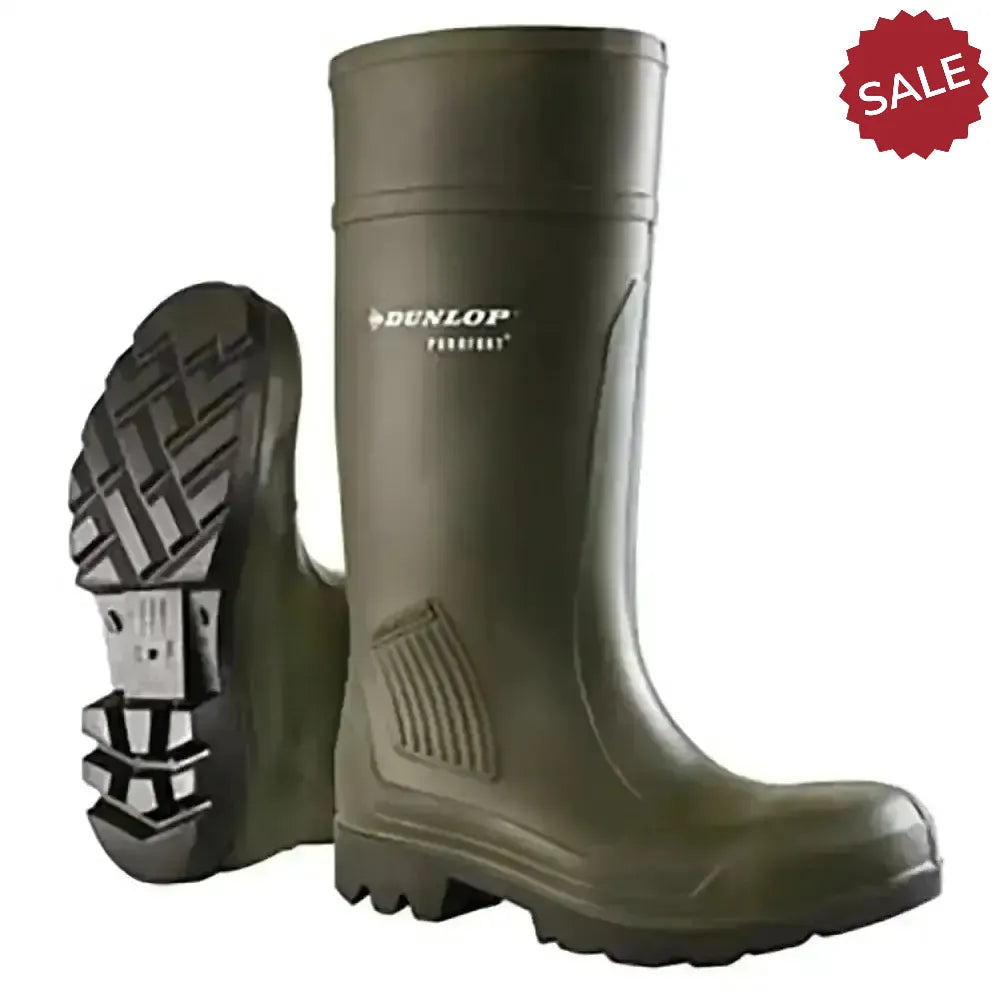 Dunlop Purofort Professional Full Safety (37) 4 Green/Brown Wellington Boots