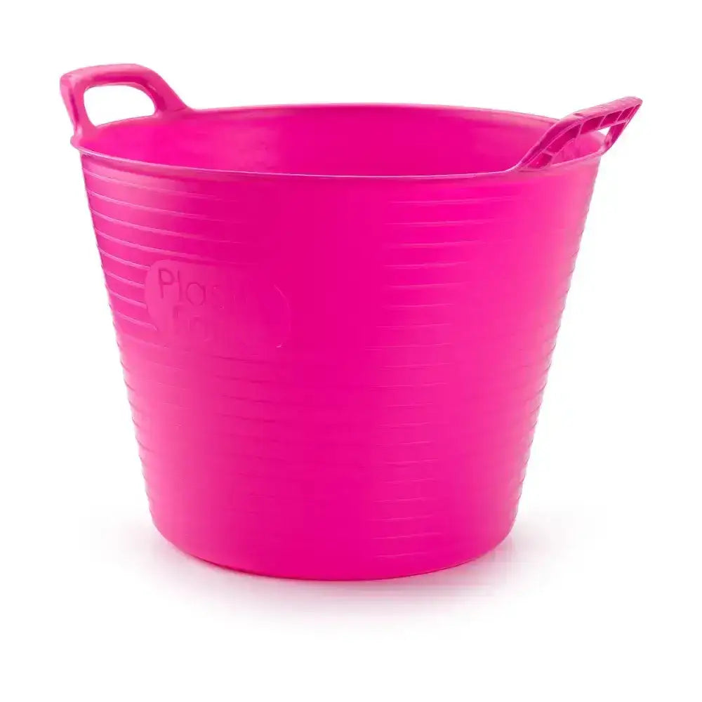 Bright pink easi trug 42 litre flexible trug with two handles and ribbed texture ideal for stable yard use