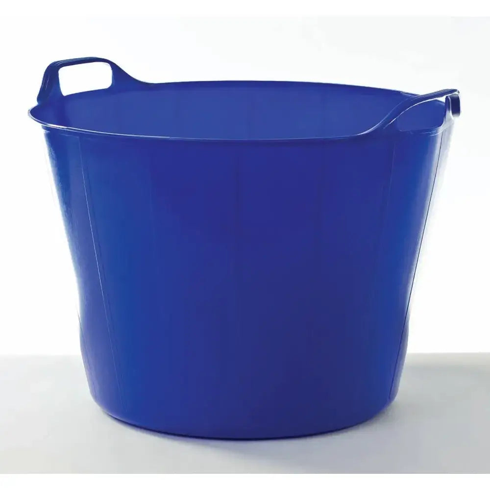 Solid blue plastic easi trug flexible feed bucket 26 litre with two integrated handles for easy carrying