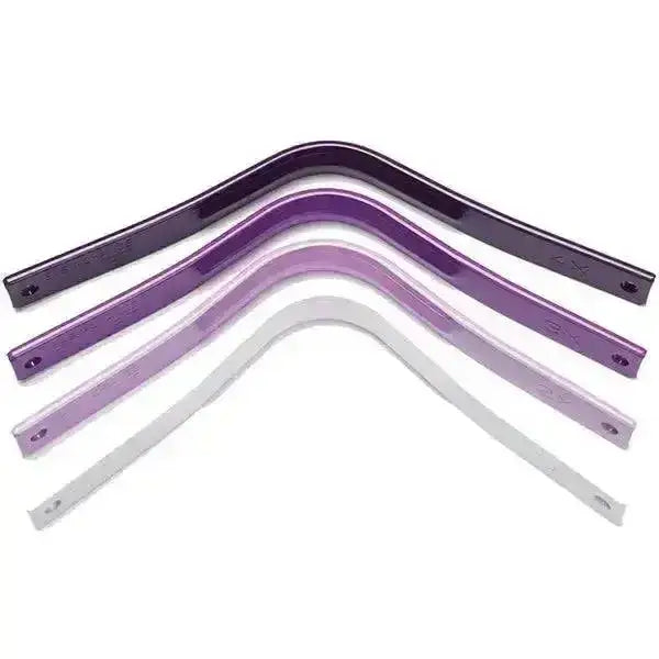 Set of five metallic horse halters in gradient purple and white finishes with easy-change wintec gullets sold individually
