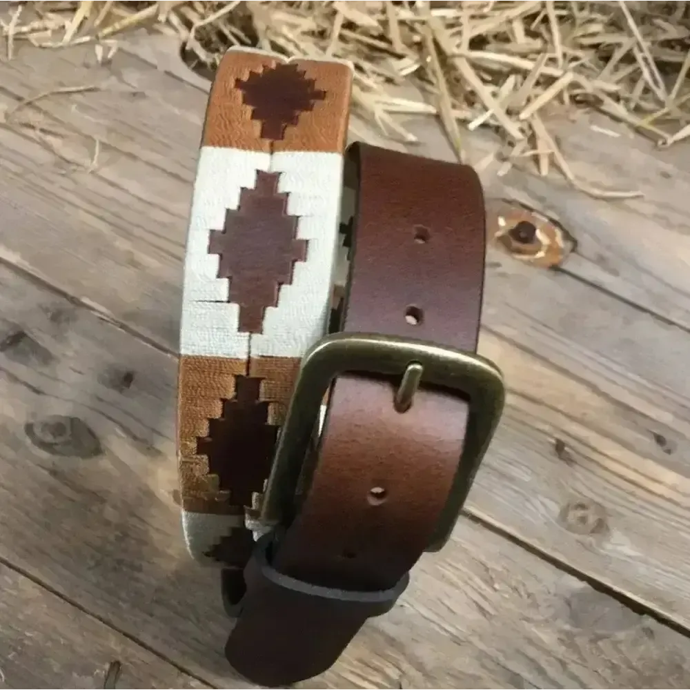 Elano Leather Polo Belt - Wide Belt Brown / Beige 36" Belts