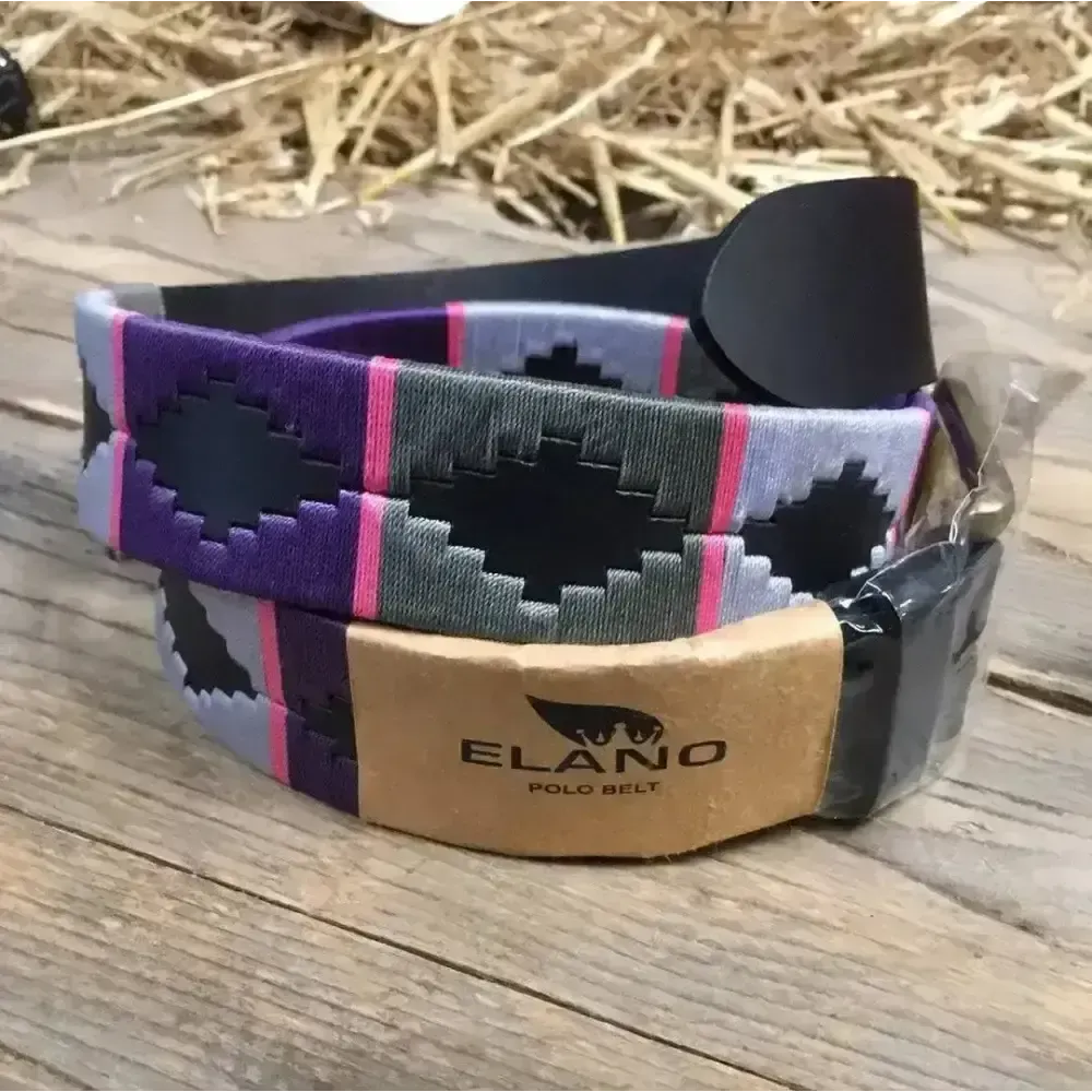 Elano Leather Polo Belt - Wide Belt Grey / Lilac / Purple 24" Belts