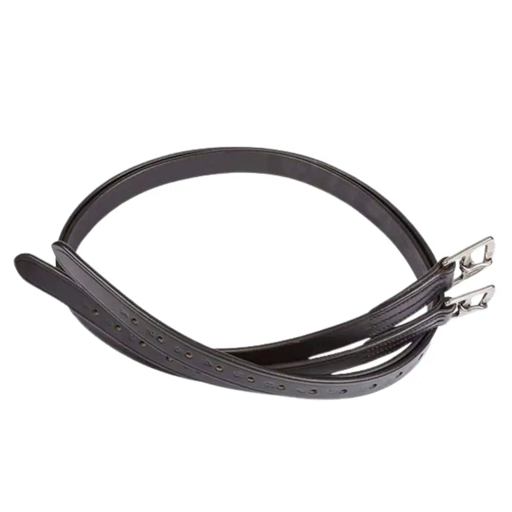 Black leather bremen stirrup leathers made from premium buffalo hide with stainless steel buckles for durability