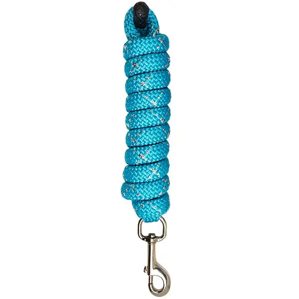 Turquoise braided elico dovedale lead rope 8ft with black plastic handle and silver metal clasp for easy use