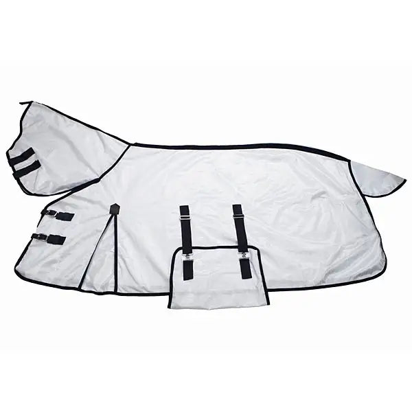 White horse fly sheet with black trim and adjustable straps from elico mendip combo fly rugs with belly flap