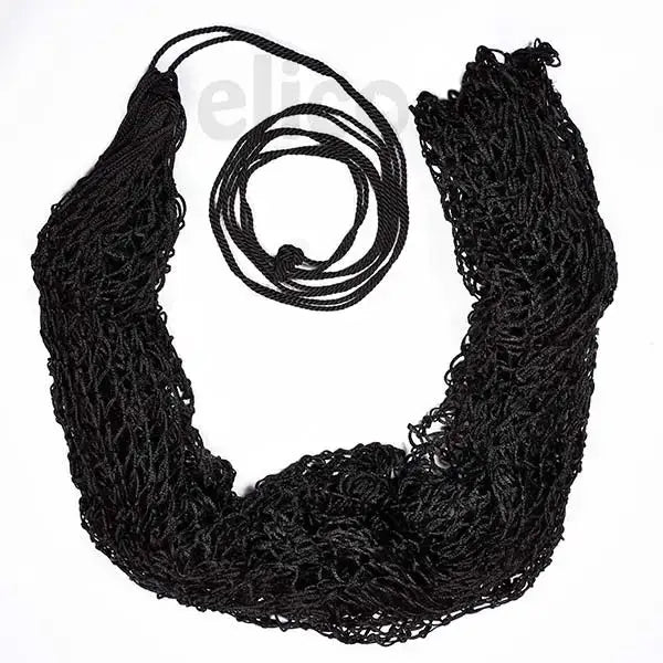 Black knitted mesh neck scarf with strong tying cord for elico wild boar bale haynet x-large use