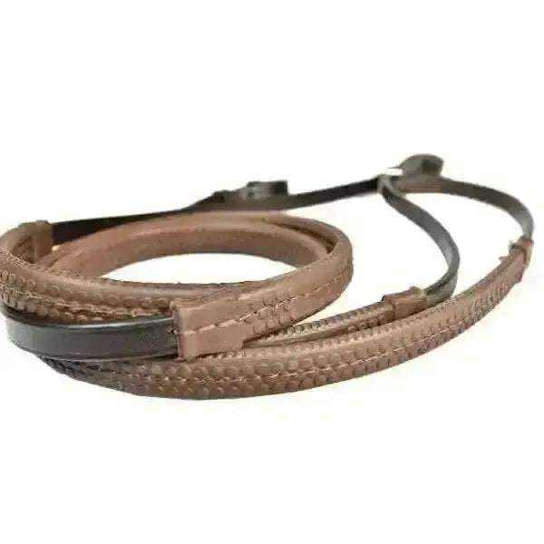 English Leather Equus Rubber Grip Reins ( Walsall made) Havana 13 mm / 1/2" Pony Reins