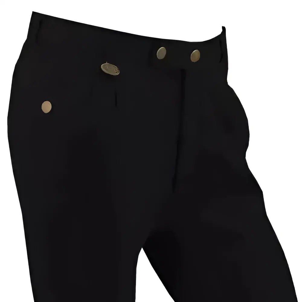 Black equetech boys breeches with gold buttons and tailored design perfect for boys breeches casual or mens casual breeches