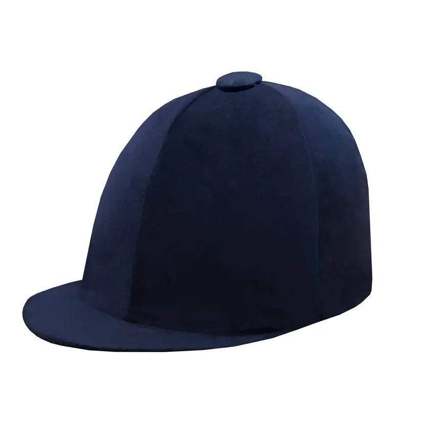 Navy blue equetech childs premium velvet show hat silk with smooth padded finish and rounded crown with small button