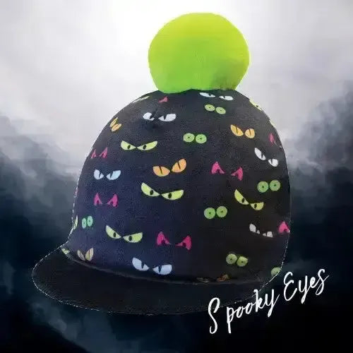 Equetech Childs Spooky Eyes Pom Hat Silk Novelty Riding Hat Covers