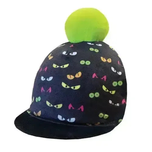Equetech Childs Spooky Eyes Pom Hat Silk Novelty Riding Hat Covers