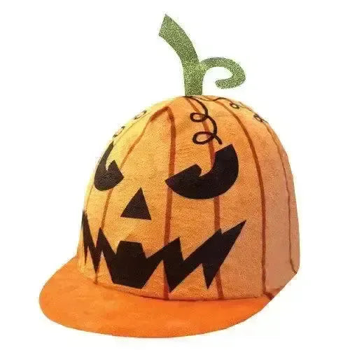 Equetech Childs Wicked Pumpkin Hat Silk Novelty Riding Hat Cover Orange Novelty Riding Hat Covers