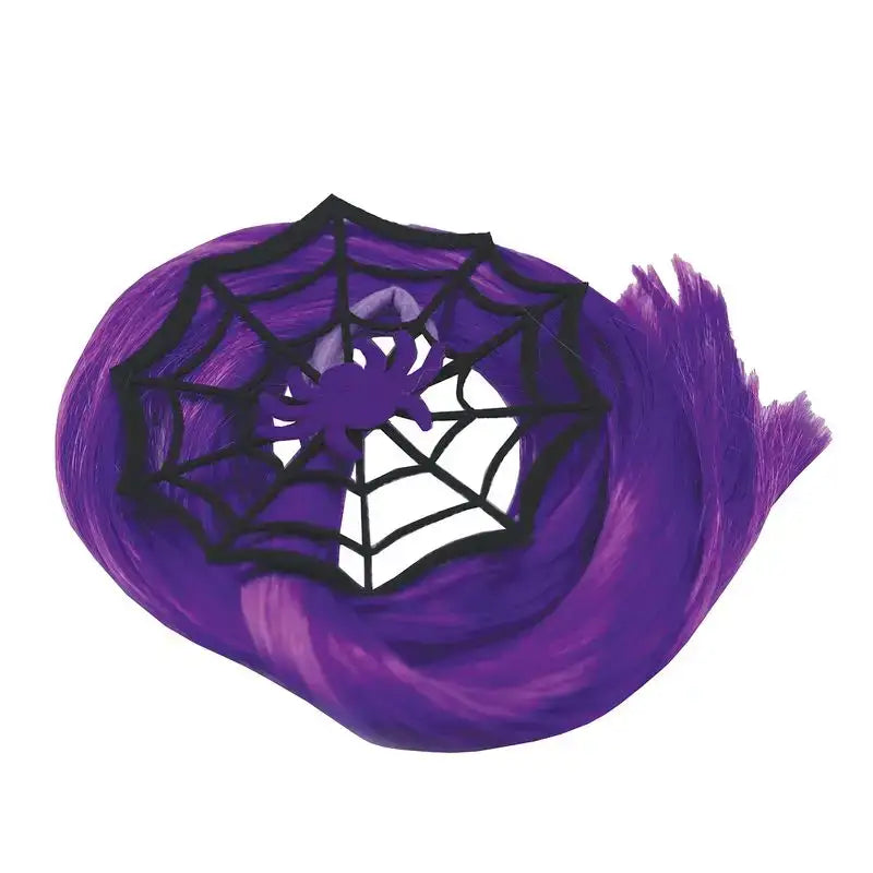 Purple equetech cobweb spider headband with fuzzy texture and black outline for cobweb spider halloween look