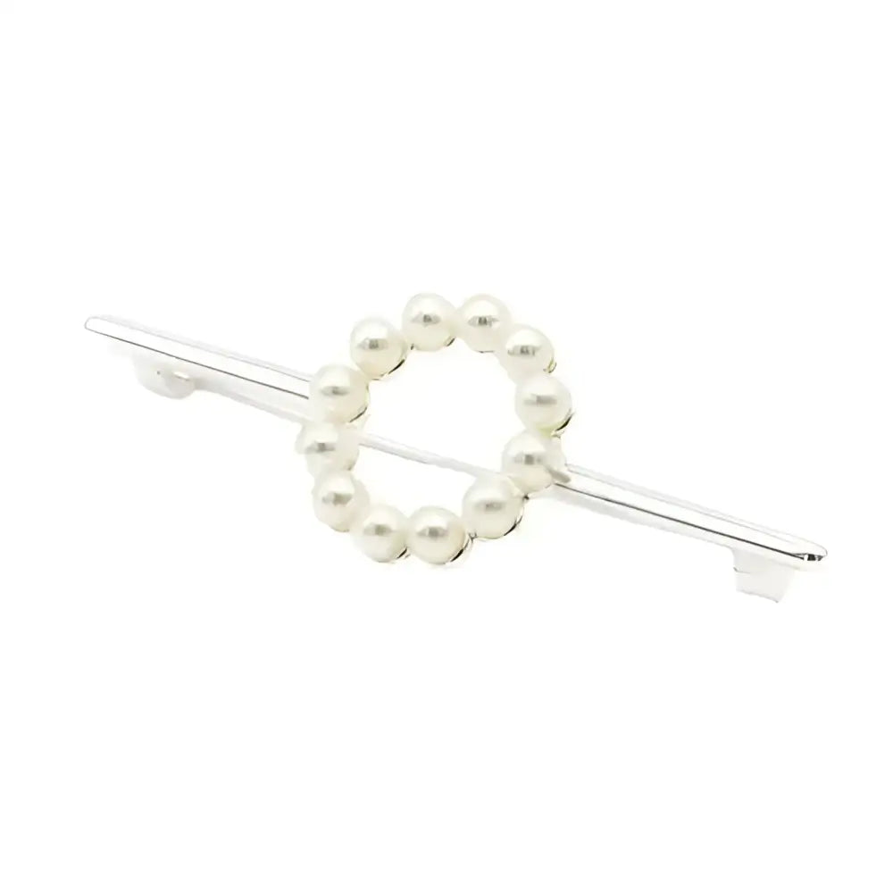 Silver deluxe halo stock pin with white pearl halo design by equetech deluxe halo for stylish hair accessories