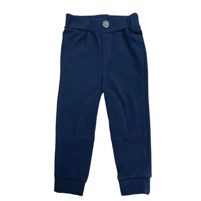 Navy blue equetech dinky tots jodhpurs with elastic waist and reinforced knee patches for tots riding comfort