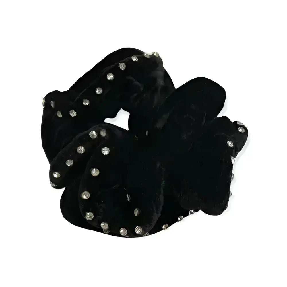 Equetech hair scrunchie velvet black with plush velvet material and sparkling crystal rhinestones detail