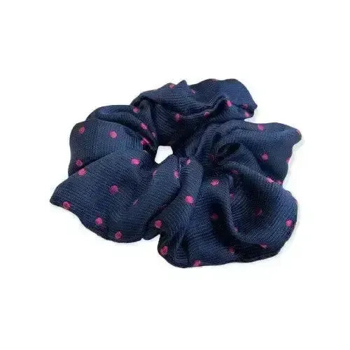 Equetech Hair Scrunchies Polka Dot New Navy / Cerise Hair Scrunchies