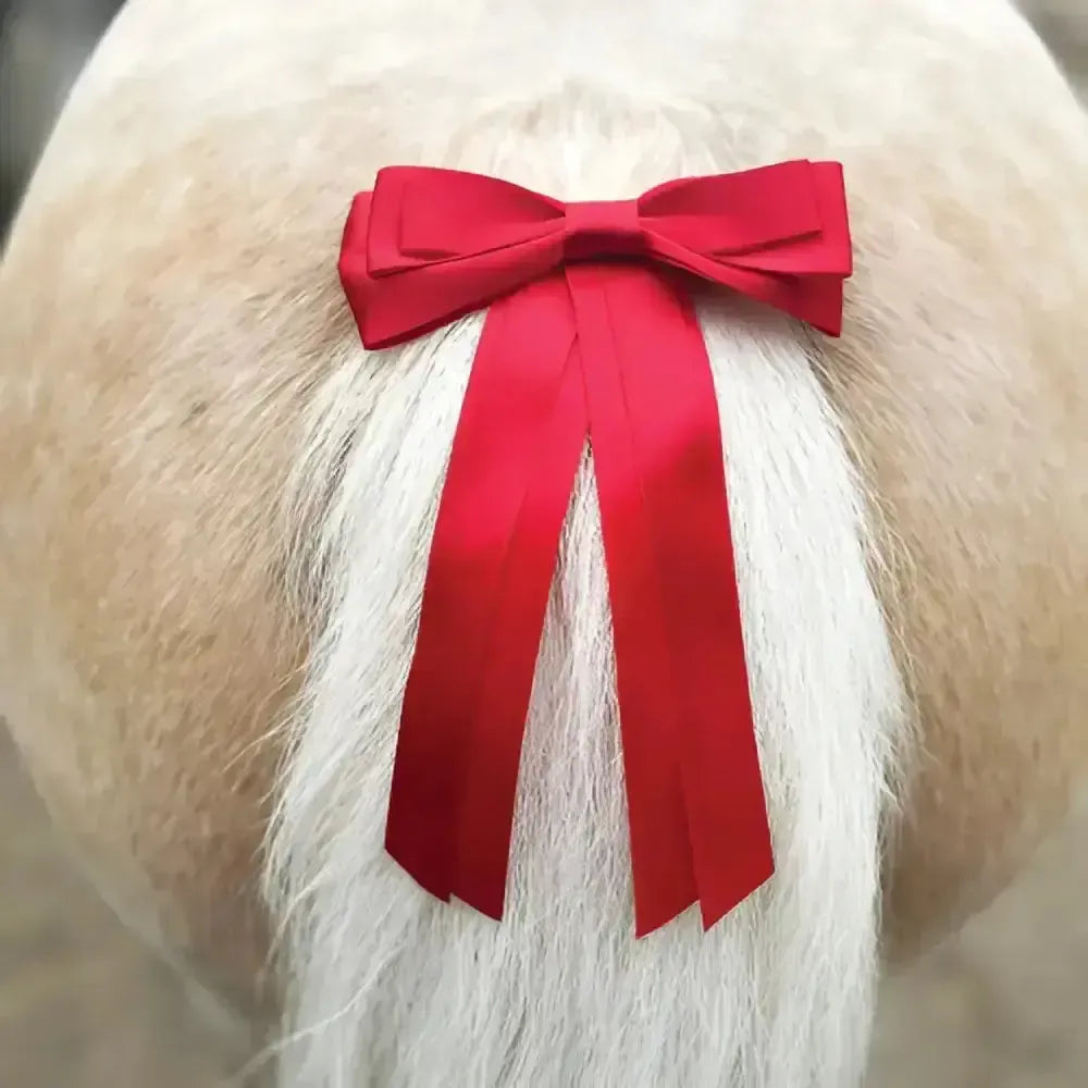 Equetech Horse Competition Warning Tail Ribbon Red Tail Bows
