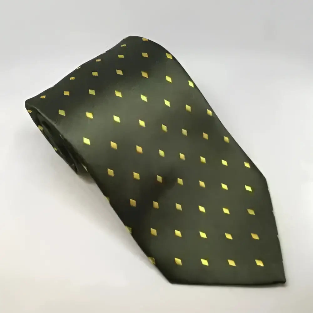 Dark green silk equetech junior diamond tie with subtle gold diamond dots perfect for junior diamond showing