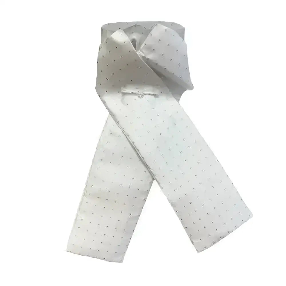 A white silk equetech pin spot riding stock with subtle dark dots in jacquard fabric for formal riding wear