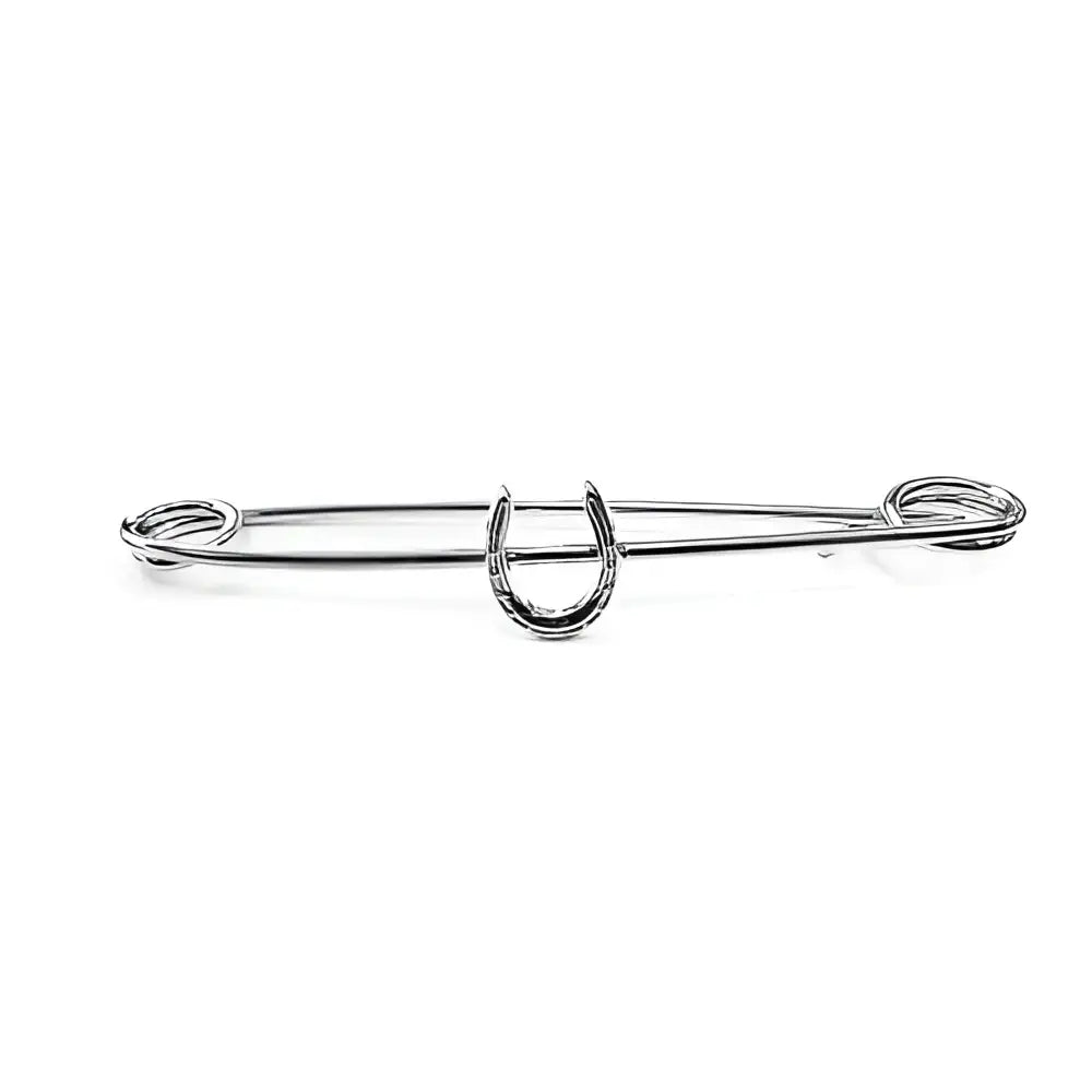 Silver equetech traditional horseshoe stock pin with sleek polished metallic finish and classic horseshoe shape