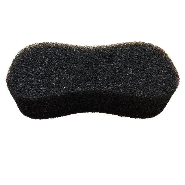 Black dense foam equi-sential power scrub grooming sponge with textured porous surface for effective grooming scrub