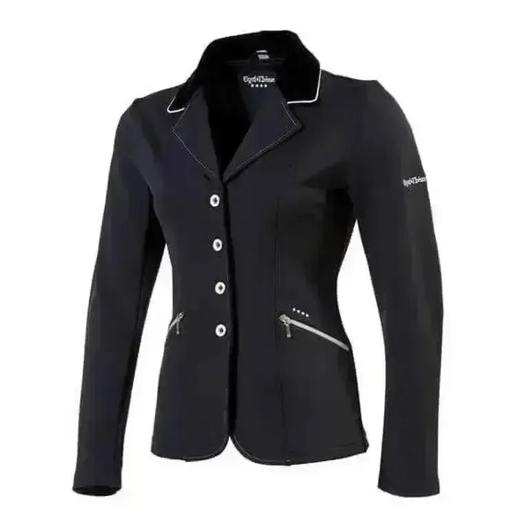 Equi Theme Softshell Show Jackets Adults Black with White 40 Euro Ladies Show Jackets