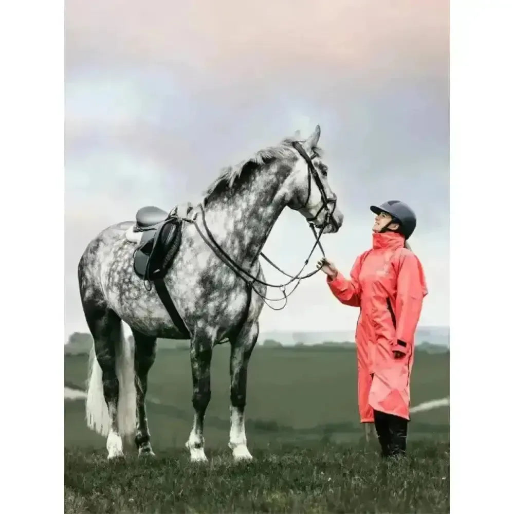 Equidry EQUIMAC Waterproof Riding Jacket Coral / Grey Age 3 - 5 Outdoor Coats