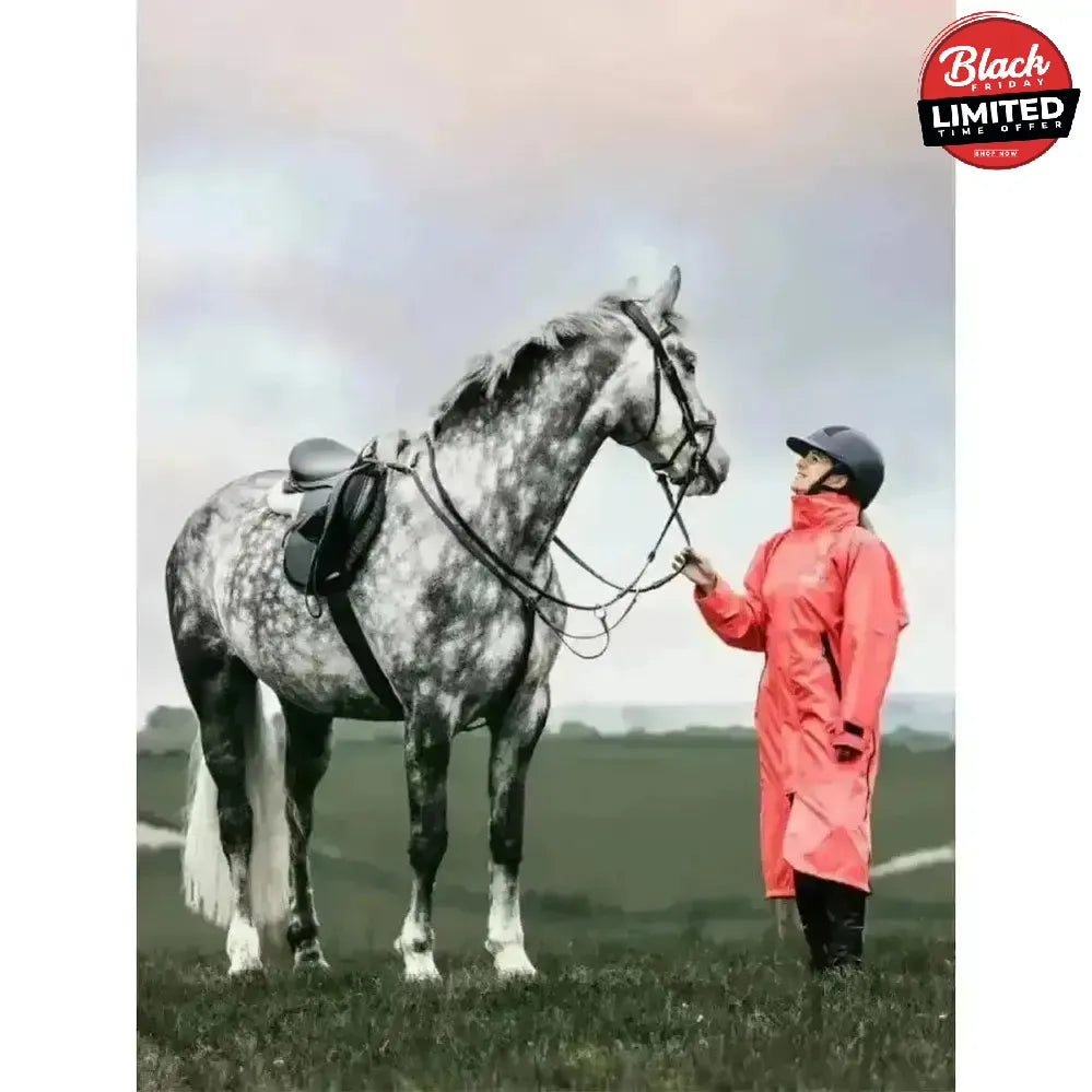 Equidry EQUIMAC Waterproof Riding Jacket Coral / Grey Age 3 - 5 Outdoor Coats