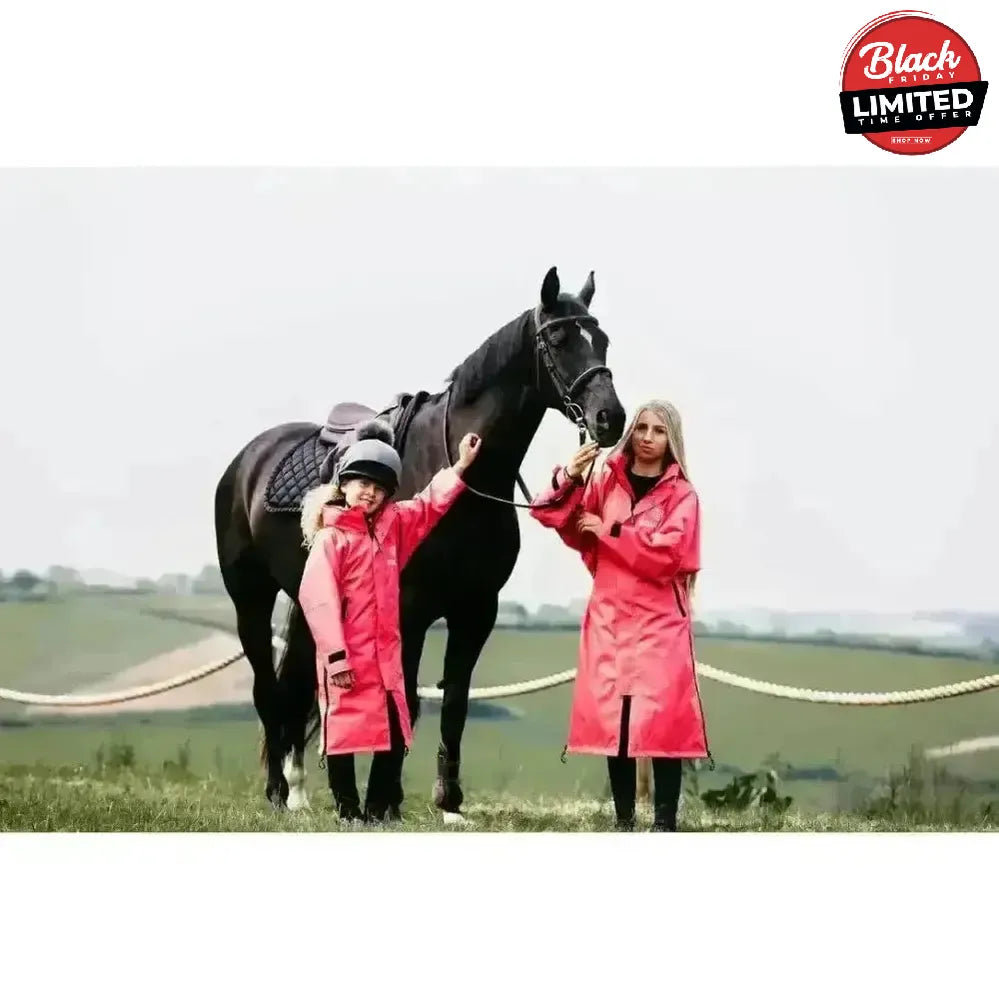 Equidry EQUIMAC Waterproof Riding Jacket Coral / Grey Age 3 - 5 Outdoor Coats